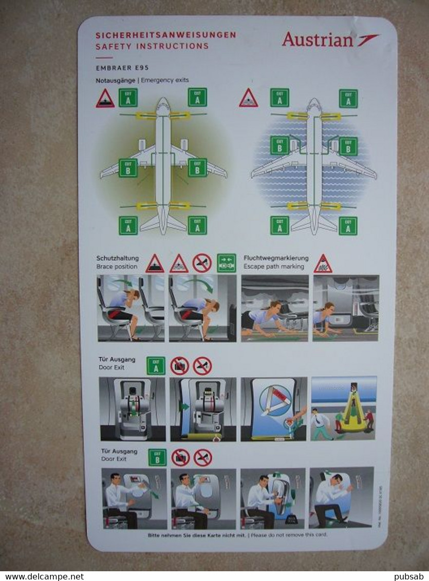 Avion / Airplane / AUSTRIAN / Embraer E95 / Safety Card / Consignes De Sécurité - Sicherheitsinfos