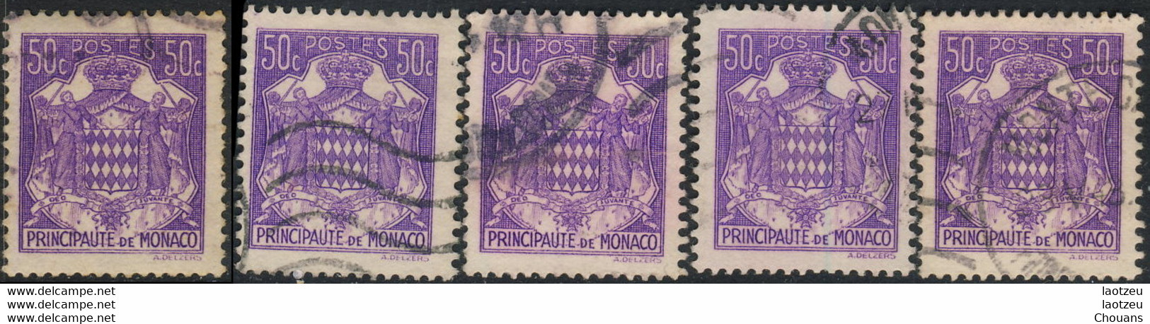 Monaco 1943. ~ YT 252 (par 5) -  50 C. Armoiries - Usati