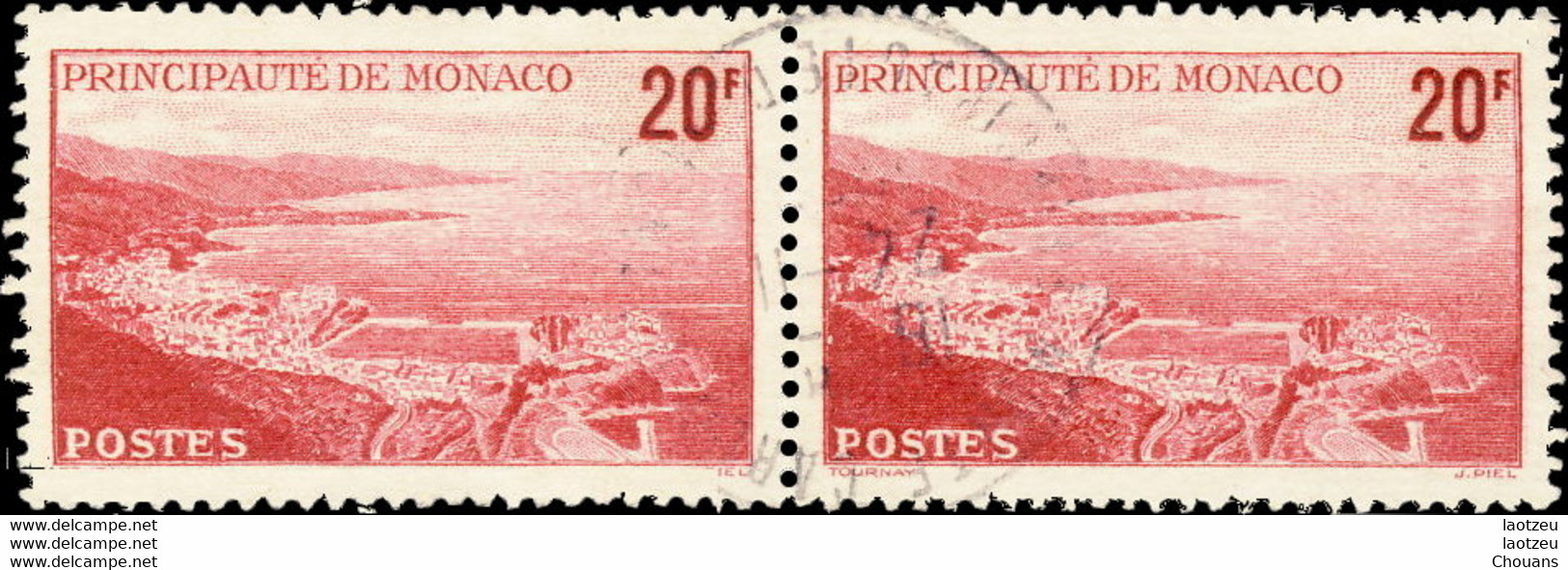 Monaco 1947. ~ YT 312 [Paire] - 20 F. Rade - Gebruikt