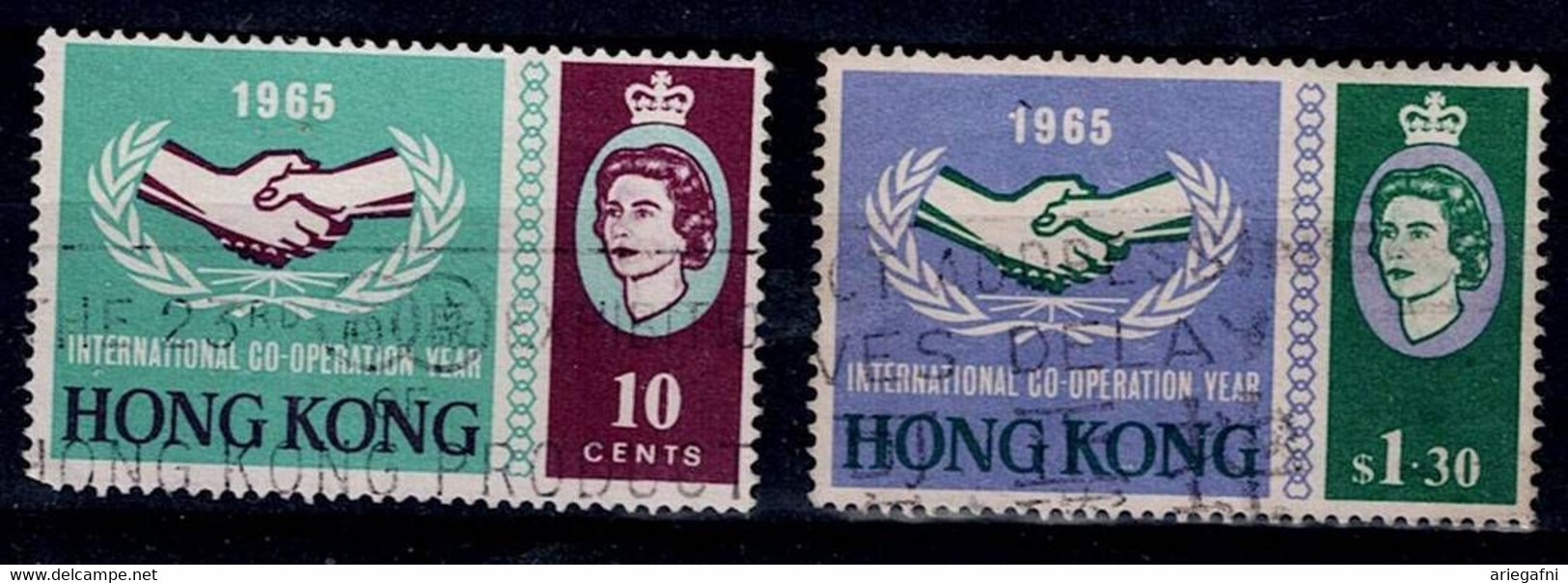 HONG KONG 1965 YEAR OF INTERNATIONAL COOPERATION MI No 216-7 USED VF!! - Used Stamps