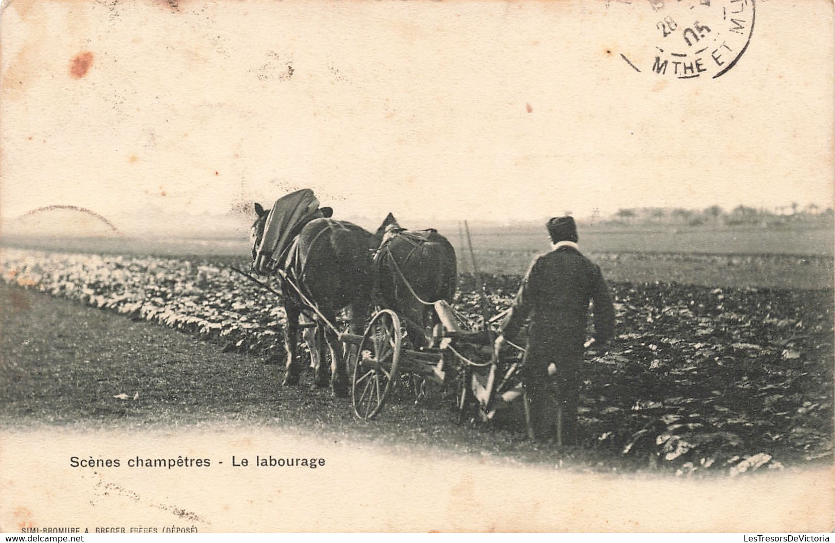 Folklore - Scène Champêtre - Le Labourage - Edit. Breger Frères - Attelage - Carte Postale Ancienne - Personaggi