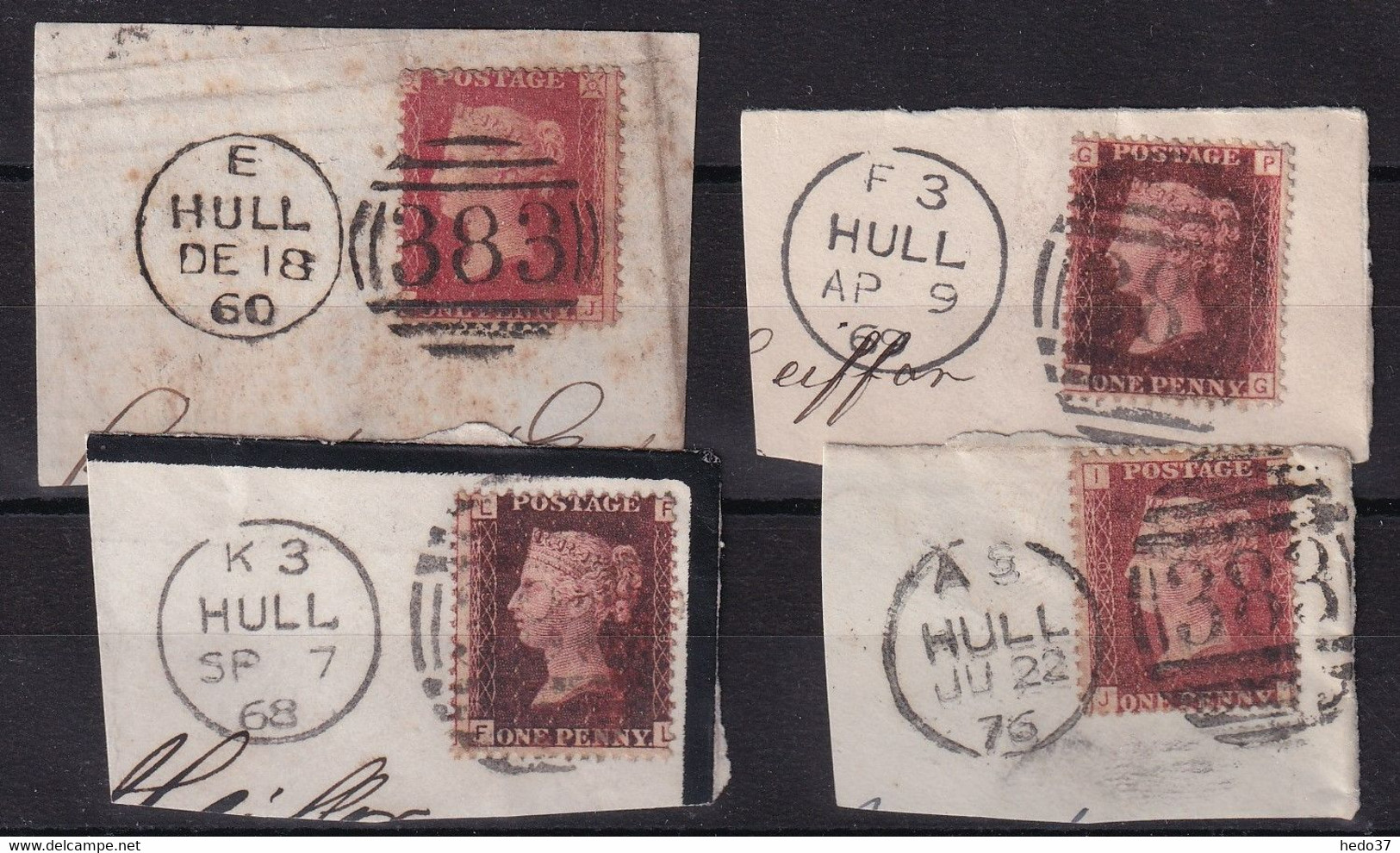 Grande Bretagne N°26 - 4 Ex. S/fragment - TB - Used Stamps