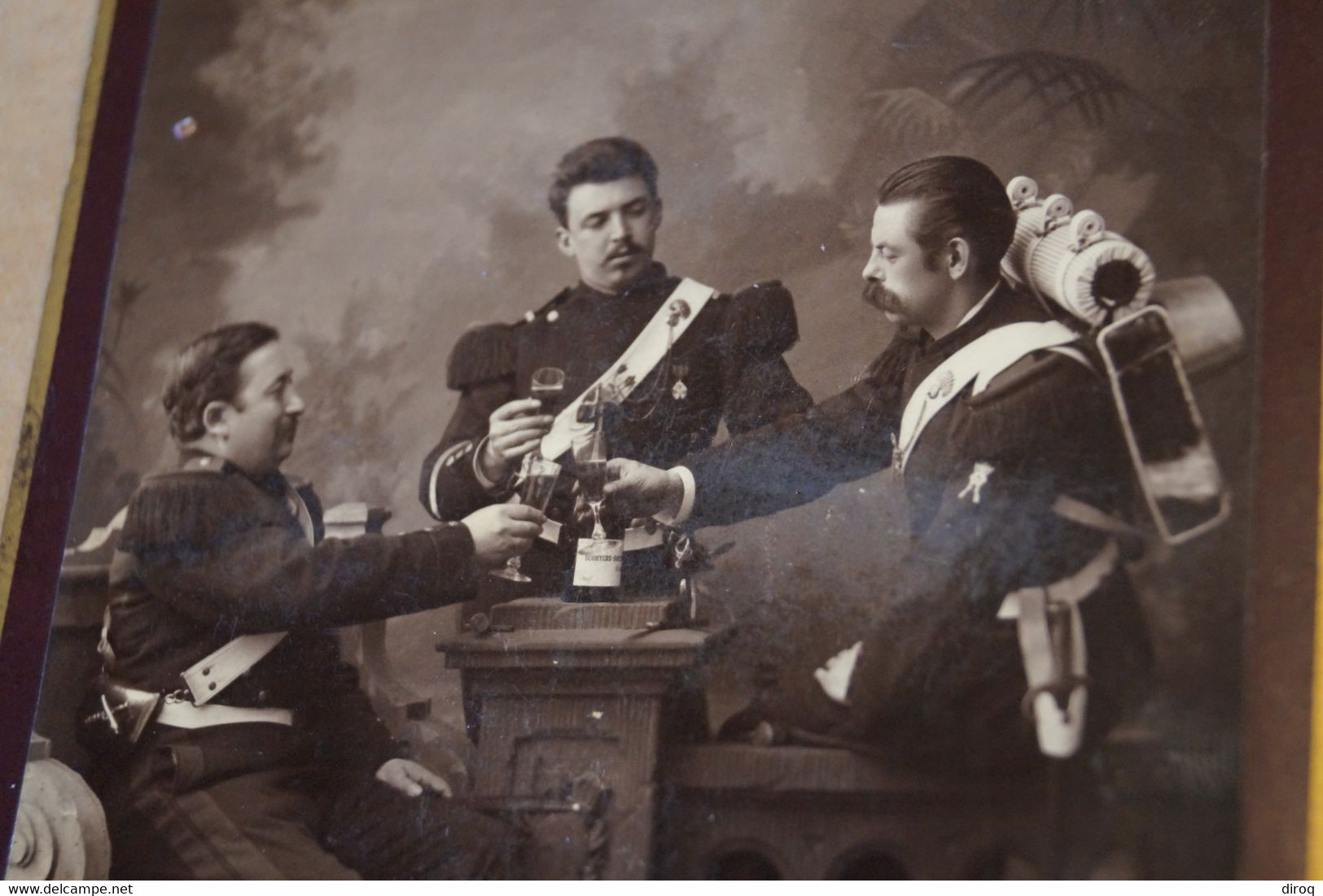 Grande Photo Militaire,soldats Buvant Un Verre ,pour Collection,16,5 Cm. Sur 10,5 Cm - Old (before 1900)