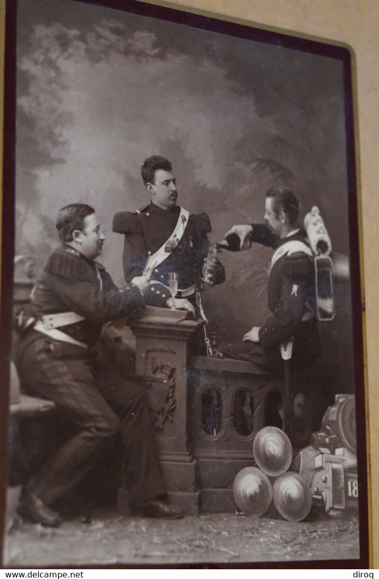 Grande Photo Militaire,soldats Buvant Un Verre ,pour Collection,16,5 Cm. Sur 10,5 Cm - Oud (voor 1900)