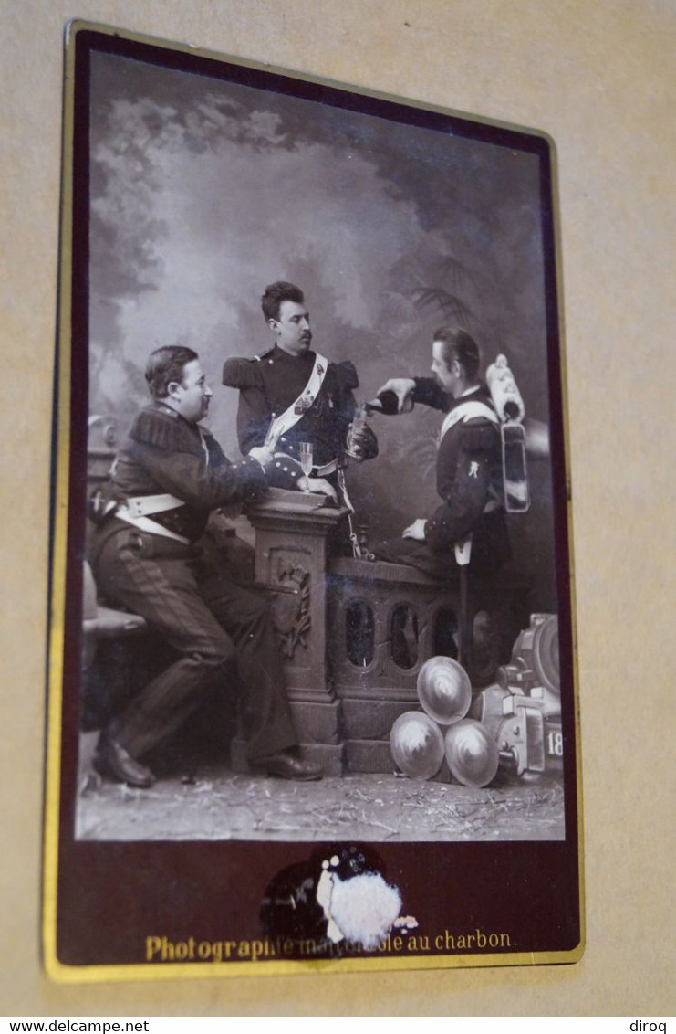 Grande Photo Militaire,soldats Buvant Un Verre ,pour Collection,16,5 Cm. Sur 10,5 Cm - Old (before 1900)