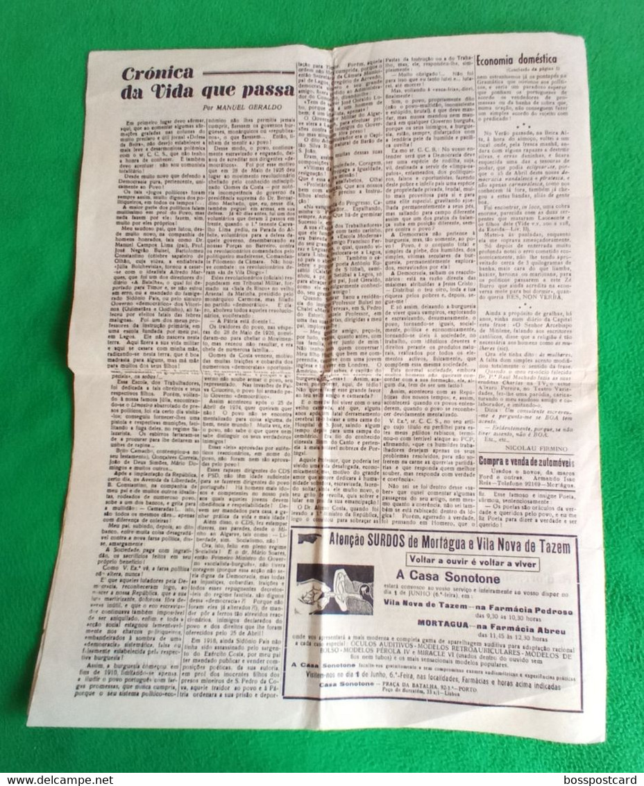 Santa Comba Dão - Jornal "Defesa Da Beira" Nº 1916, 25 De Maio De 1979 - Imprensa. Tábua. Mortágua. Viseu. Portugal. - Algemene Informatie