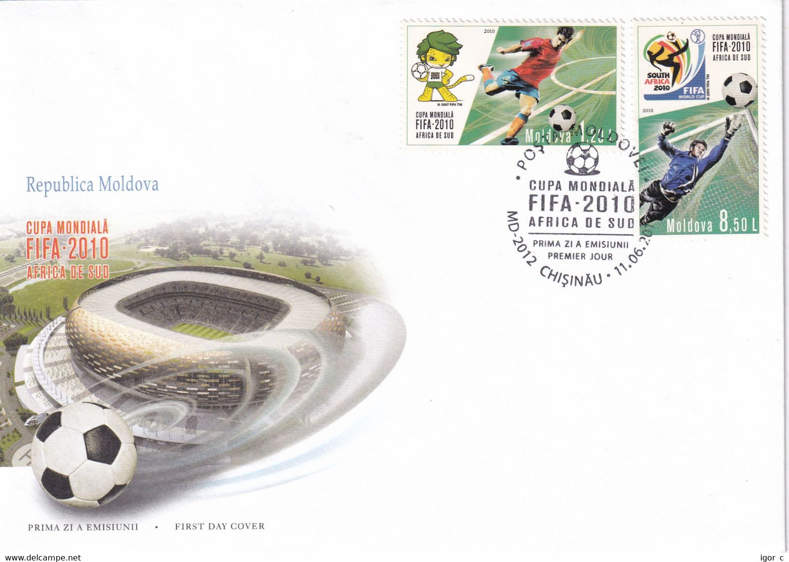 Moldova 2010 Cover; Football Soccer Fussball Calcio: FIFA World Cup South Africa - 2010 – África Del Sur