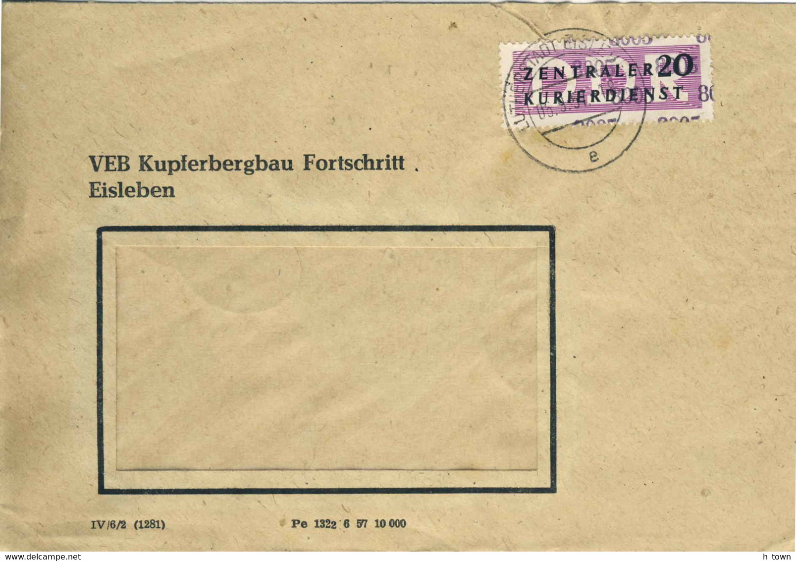 125  Cuivre, Mine: Lettre Avec Timbre De Service RDA, 1957 - Copper Mining: Official Mail From Eisleben, Germany. ZKD - Minéraux