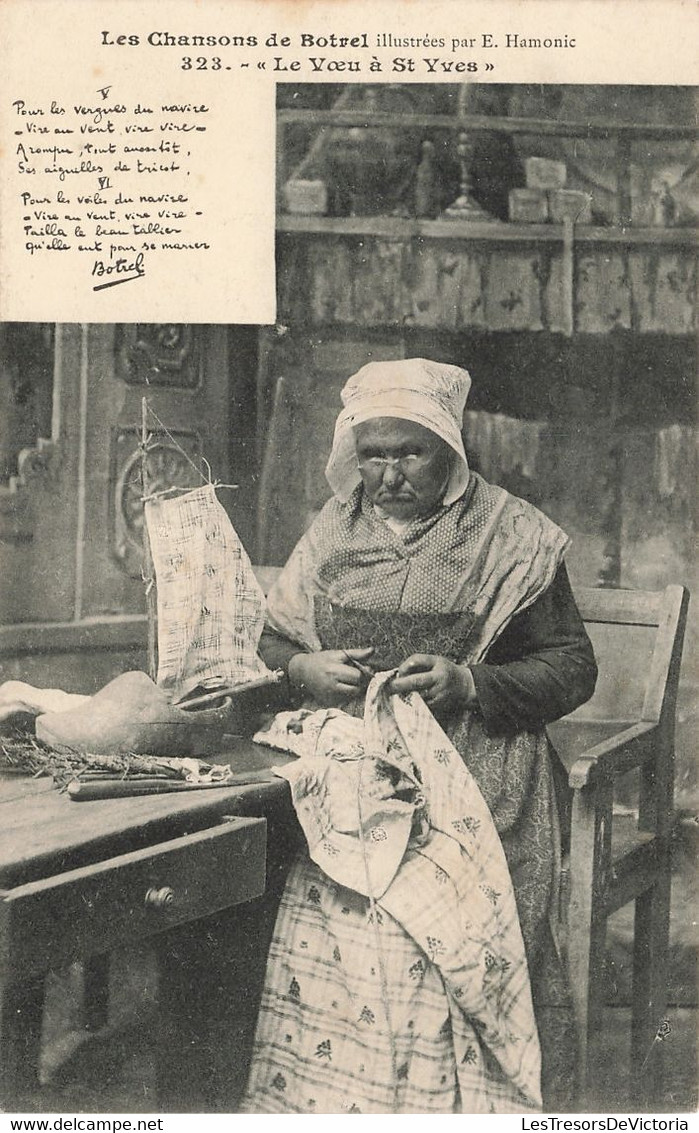 Folklore -Les Chansons De Botvel Illustrées Per E. Hamonic - Le Voeu à Saint Yves - Couturière -  Carte Postale Ancienne - Music