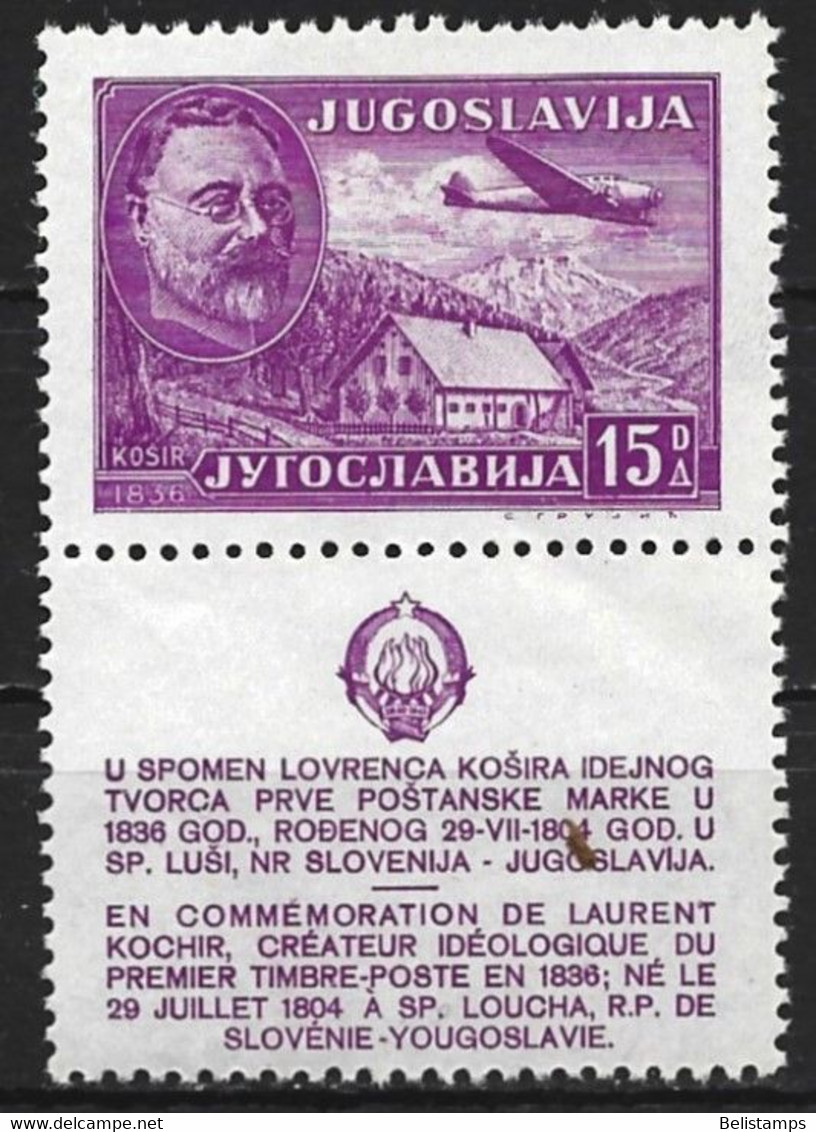 Yugoslavia 1948. Scott #C29 (MH) Laurent Kosir And Birthplace  *Complete Issue* - Aéreo