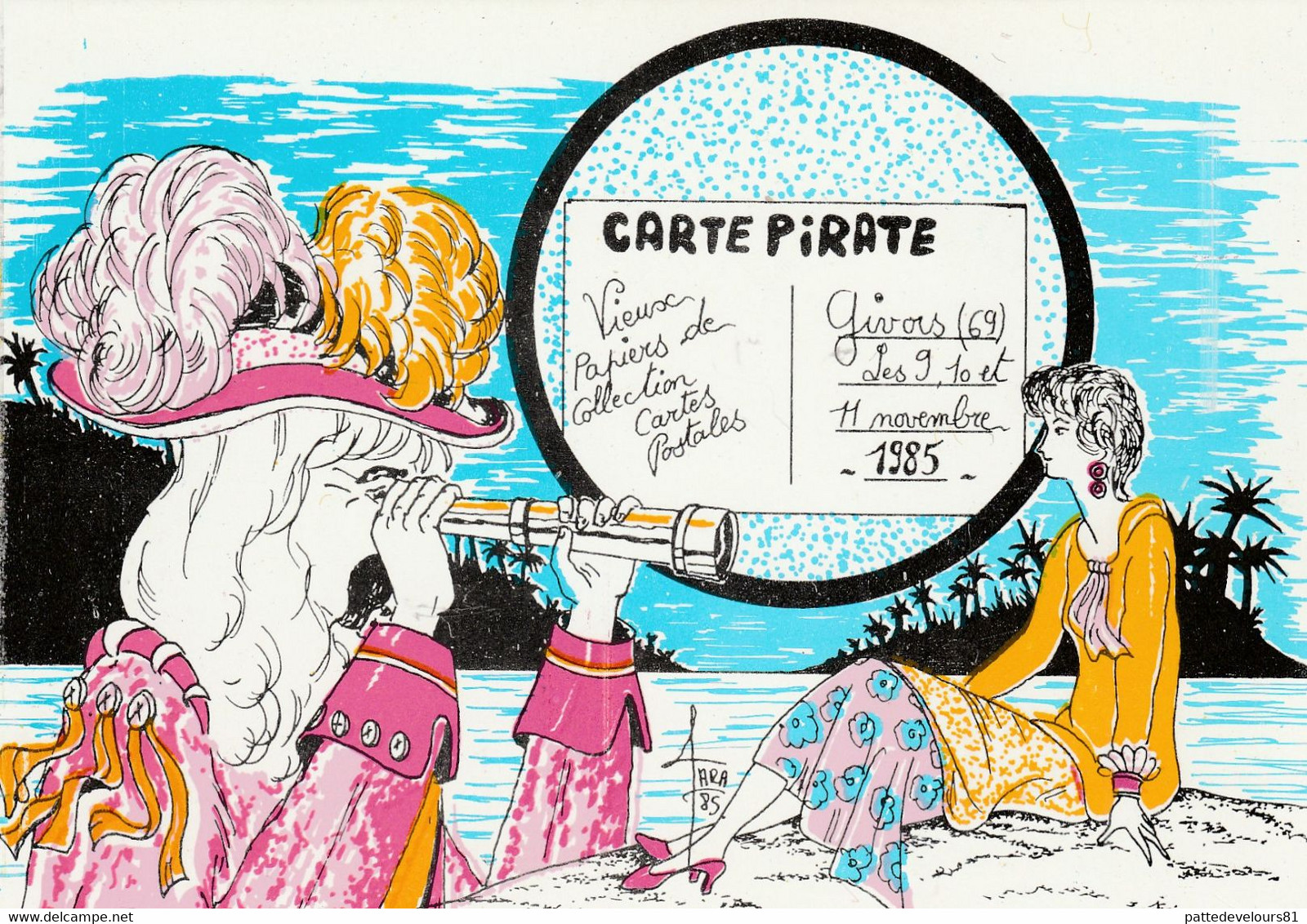 CPM Pirate Bourse Salon 1985 (69) GIVORS Longue Vue Tirage Limité Illustrateur FARABOZ - Bourses & Salons De Collections