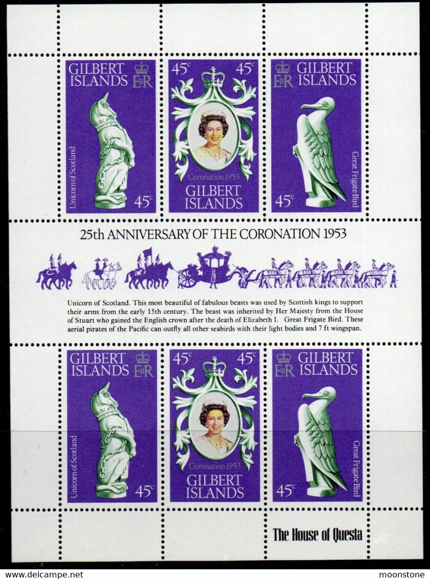 Kiribati Gilbert Islands 1978 25th Anniversary Of Coronation Sheetlet Of 6, MNH, SG 68/70 (BP2) - Gilbert- Und Ellice-Inseln (...-1979)