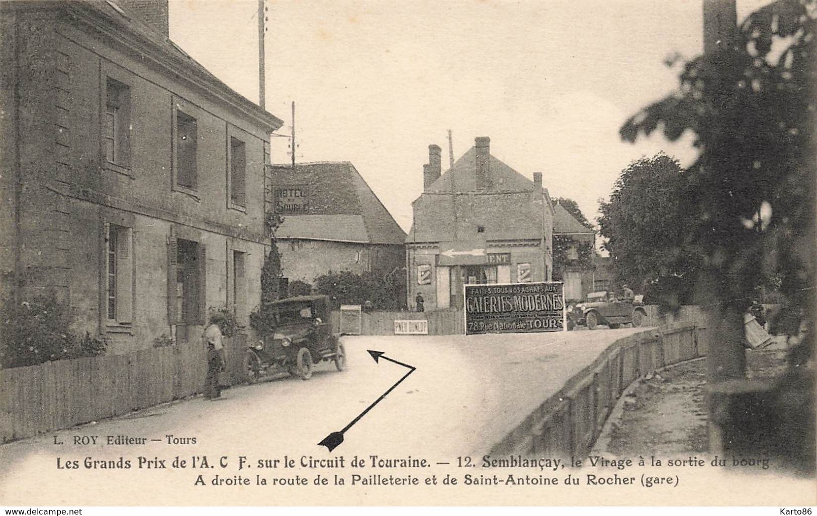 Semblançay * Le Virage à La Sortie Du Bourg , Les Grands Prix De L'ACF Sur Le Circuit De Touraine * Hôtel De La Source - Semblançay