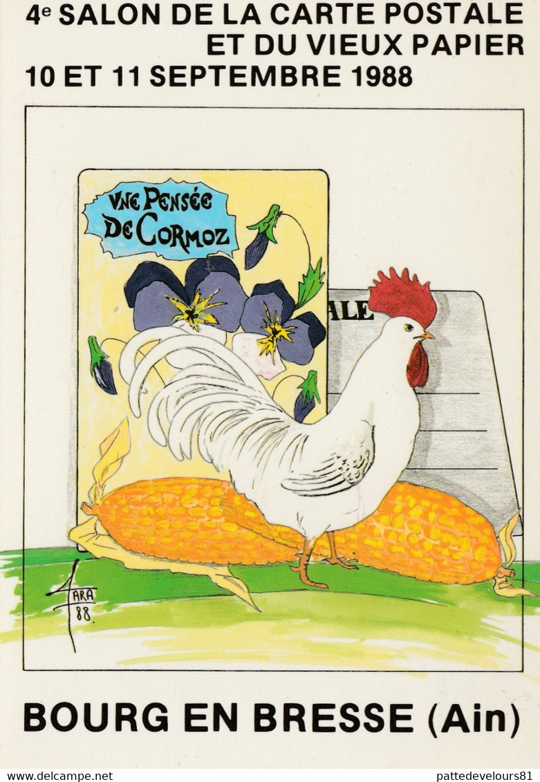 CPM Bourse Salon 1988 (01) BOURG EN BRESSE Gallinacé Poulet Chicken Huhn Pollo Kip Illustrateur FARABOZ - Bourses & Salons De Collections