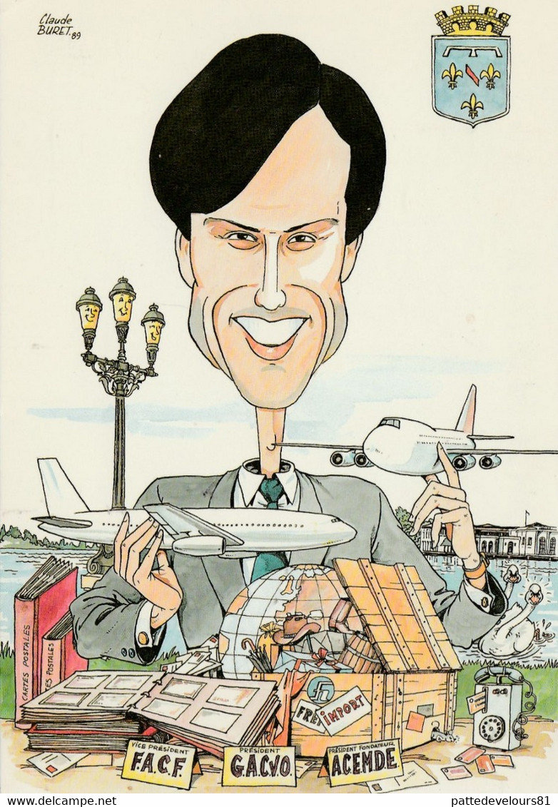 CPM Bourse Salon 1989 (95) ENGHIEN LES BAINS Aviation Avion Fly Tirage Limité Illustrateur C. BURET (signée) - Bourses & Salons De Collections