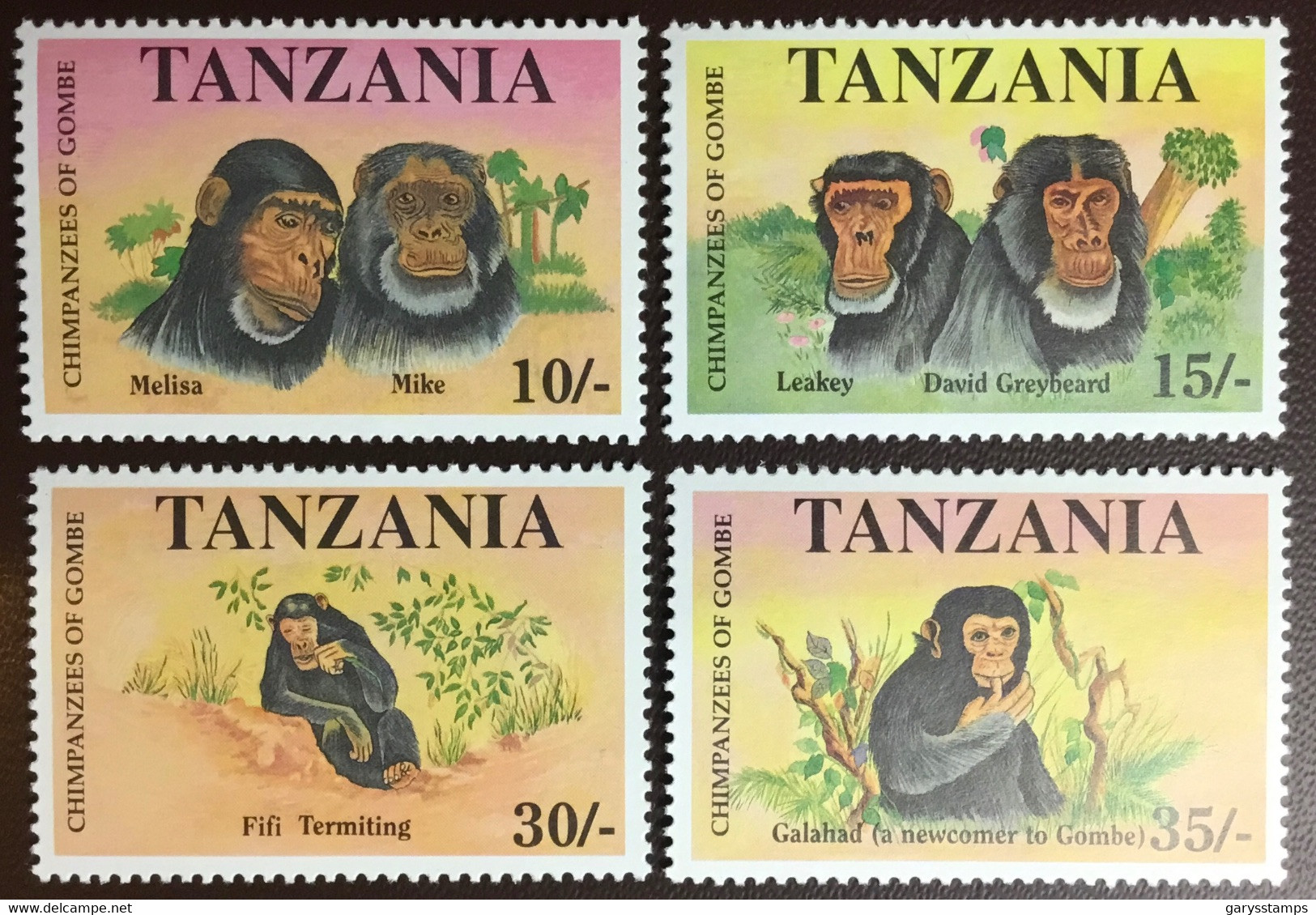 Tanzania 1992 Gombe Chimpanzees Animals MNH - Chimpanzés