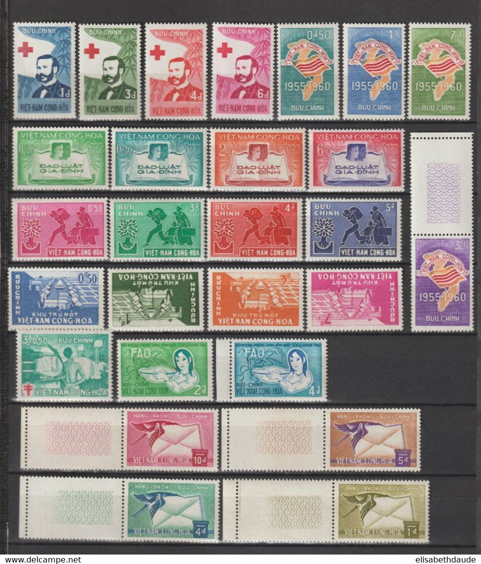 SUD VIETNAM - 1960 - ANNEE COMPLETE AVEC POSTE AERIENNE ! YVERT N° 130/152+A11/14 - MICHEL N° 200/226 ** MNH - - Viêt-Nam