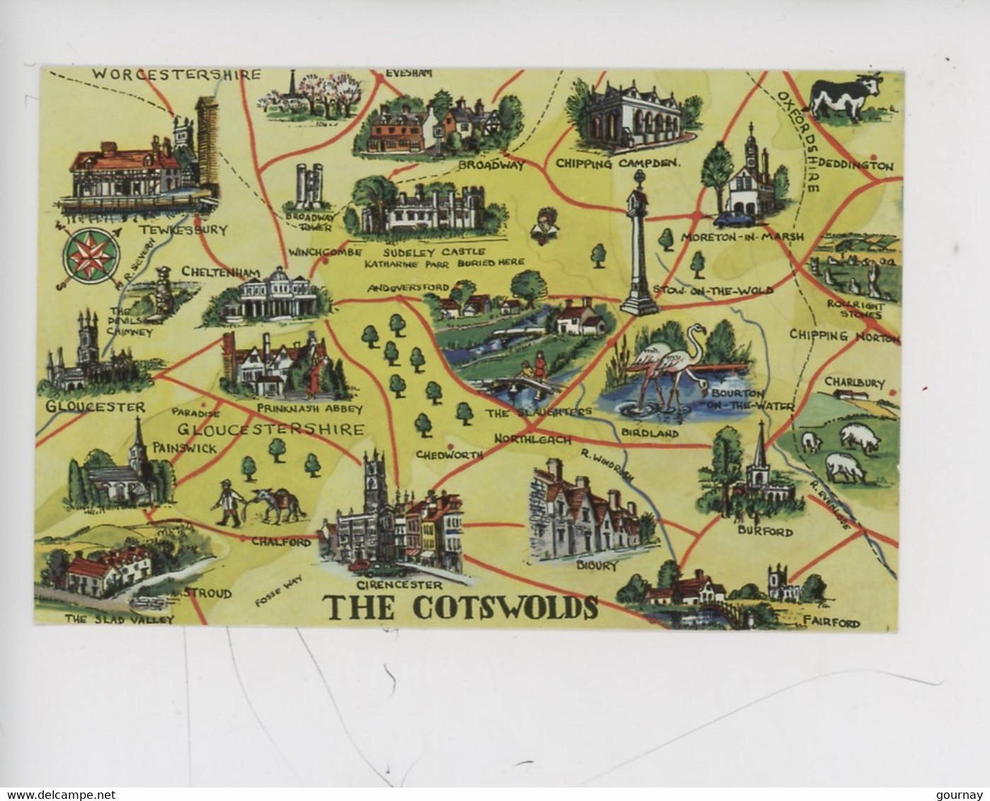 The Cotswolds - CP Géographique Map - Gloucestershire - Worcestershire..... - Other & Unclassified