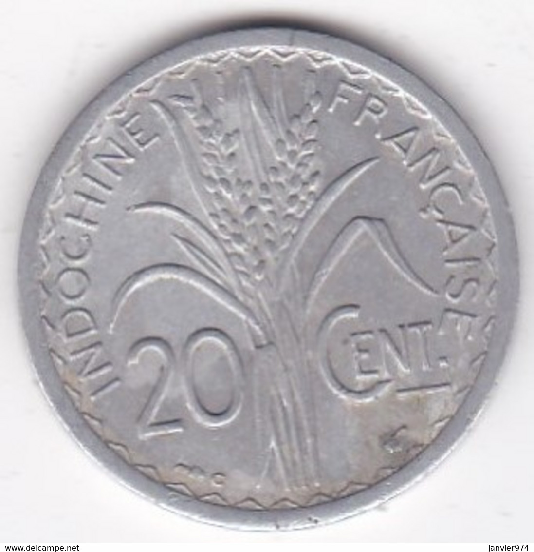Indochine Française. 20 Cent 1945 C - Castelsarrasin. Aluminium, Lec# 253 - Französisch-Indochina