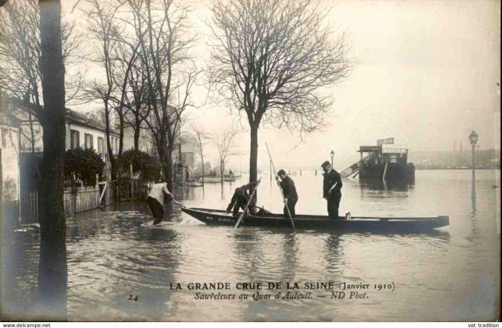 ÉVÉNEMENTS -  Carte Postale De L'Inondation De La Seine En 1910 - Sauveteurs Au Quai D'Auteuil  - L 141159 - Floods