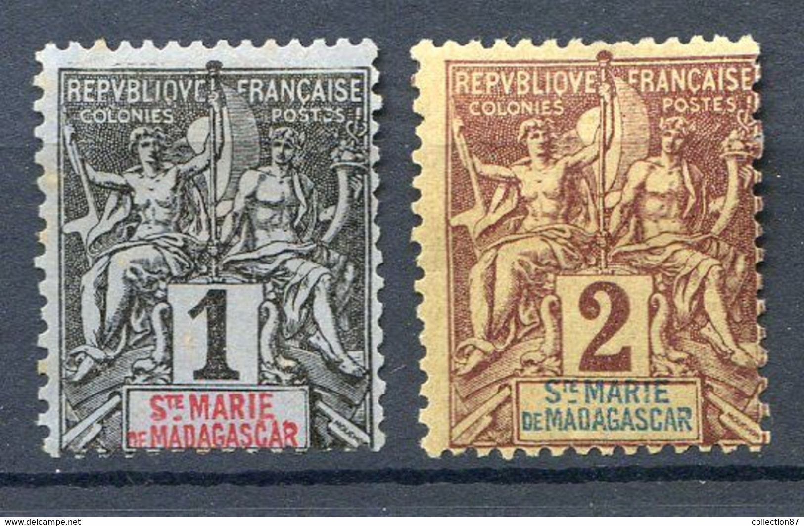 Réf 53 CL2 < --  SAINTE MARIE De MADAGASCAR < Yvert N° 1 + 2 * Neuf Ch * MH - Scan Détaillé Des 2 Timbres - Nuovi