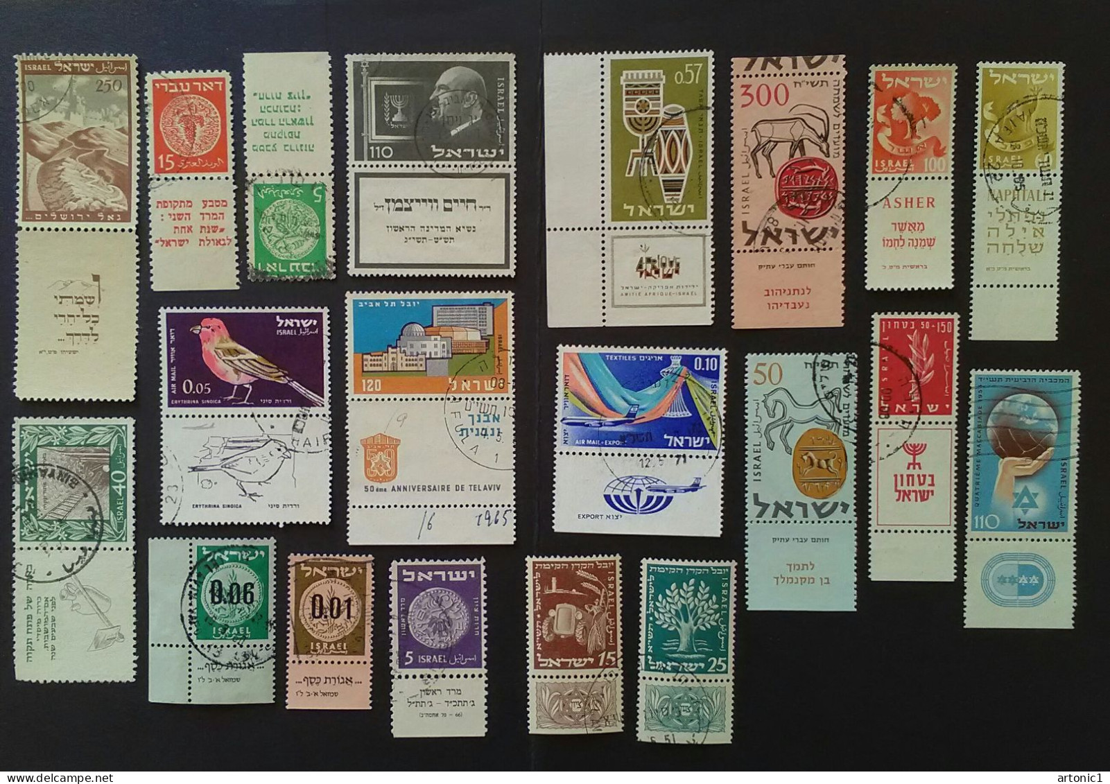 Israel Various Classic Stamps With Tabs From 1948 And On, One Tab With Blunt Corner Otherwise Very Fine Used - Gebraucht (mit Tabs)