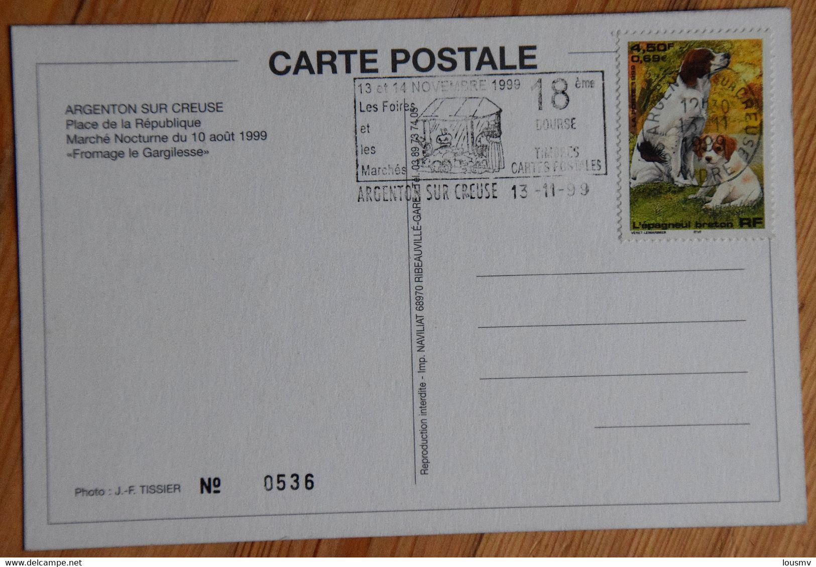 Argenton-sur-Creuse - 18e Bourse Timbres, Cartes Postales ... 1999 - Place De La République - Marché Nocturne -(n°25532) - Bourses & Salons De Collections