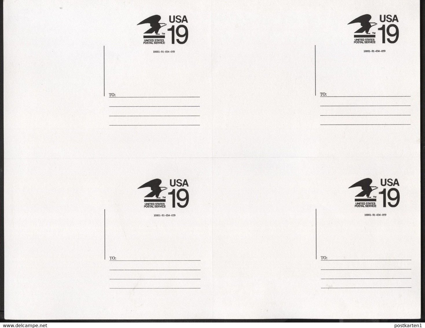 CVUX2 A1 Sheetlet Of 4 Postal Cards POSTAL BUDDY 1991 Cat. $12.00 - 1981-00