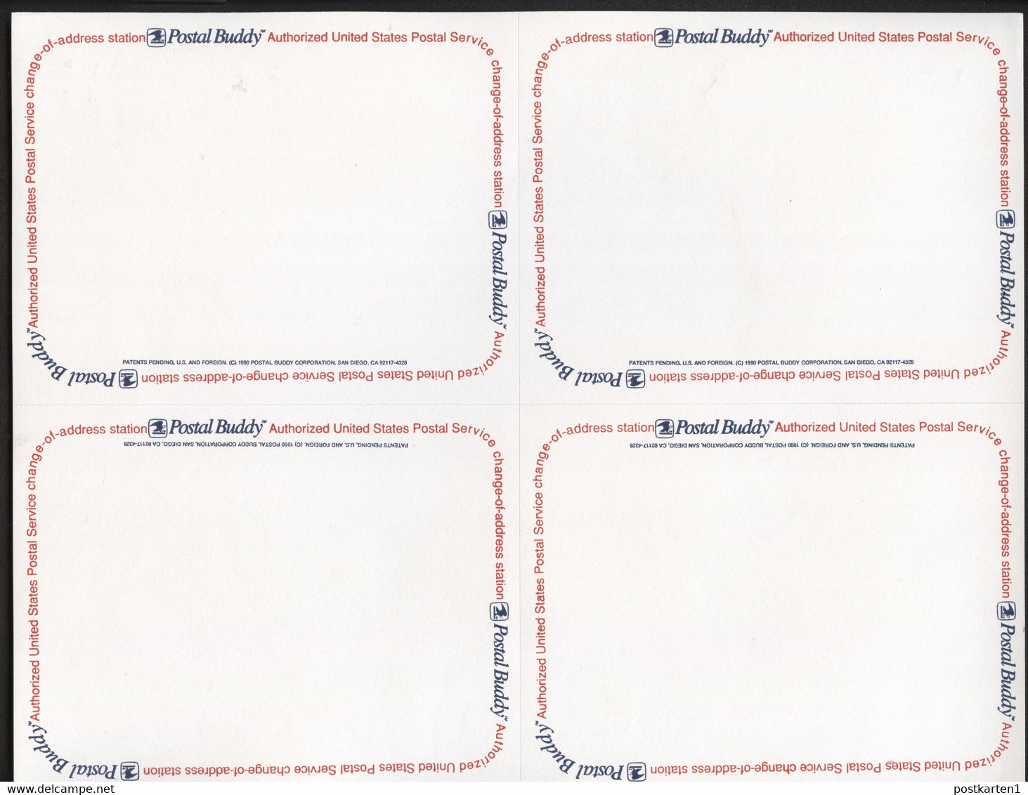 CVUX2 A2 Sheetlet Of 4 Postal Cards POSTAL BUDDY 1991 Cat. $12.00 - 1981-00