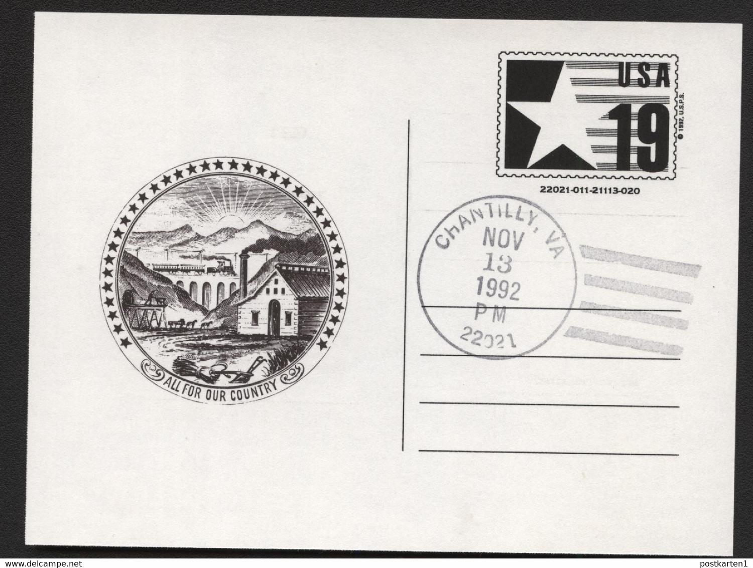 CVUX3 Postal Card Postal Buddy Type B FDC Chantilly VA 1992 - 1981-00