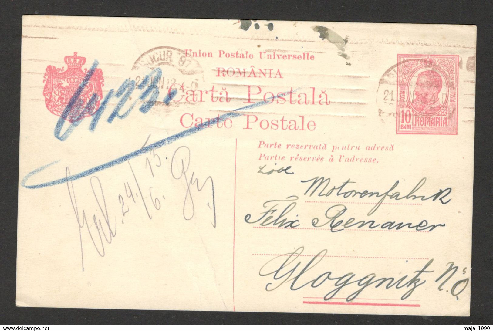 ROMANIA TO AUSTRIA - POSTCARD - STATIONERY - 1913. - Other & Unclassified