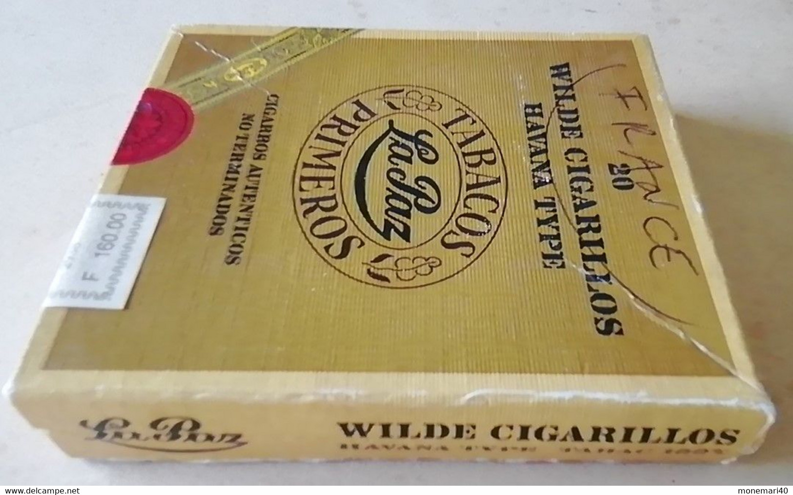 BOÏTE EN CARTON VIDE - TABACOS PRIMEROS - LA PAZ - 20 WILDE CIGARILLOS HAVANA TYPE - CIGARROS AUTENTICOS NO TERMINADOS. - Boites à Tabac Vides