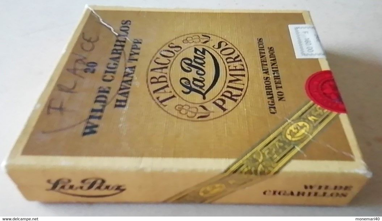 BOÏTE EN CARTON VIDE - TABACOS PRIMEROS - LA PAZ - 20 WILDE CIGARILLOS HAVANA TYPE - CIGARROS AUTENTICOS NO TERMINADOS.