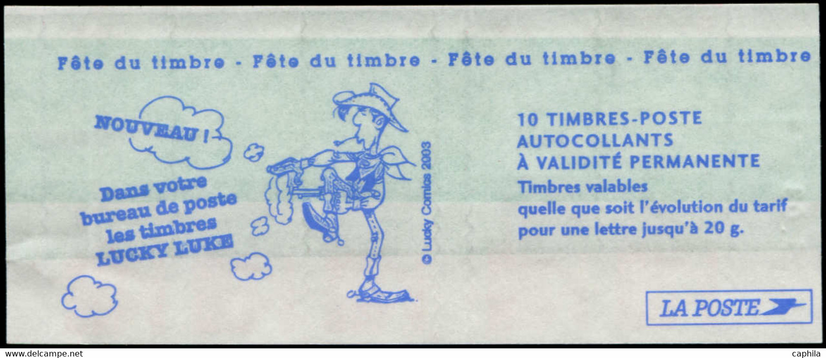 ** FRANCE - Carnets - 3419-C8, Couverture Lucky-Luke, Impression Sur Raccord De Papier Bleu Glacé, Le Glaçage Du Papier  - Altri & Non Classificati