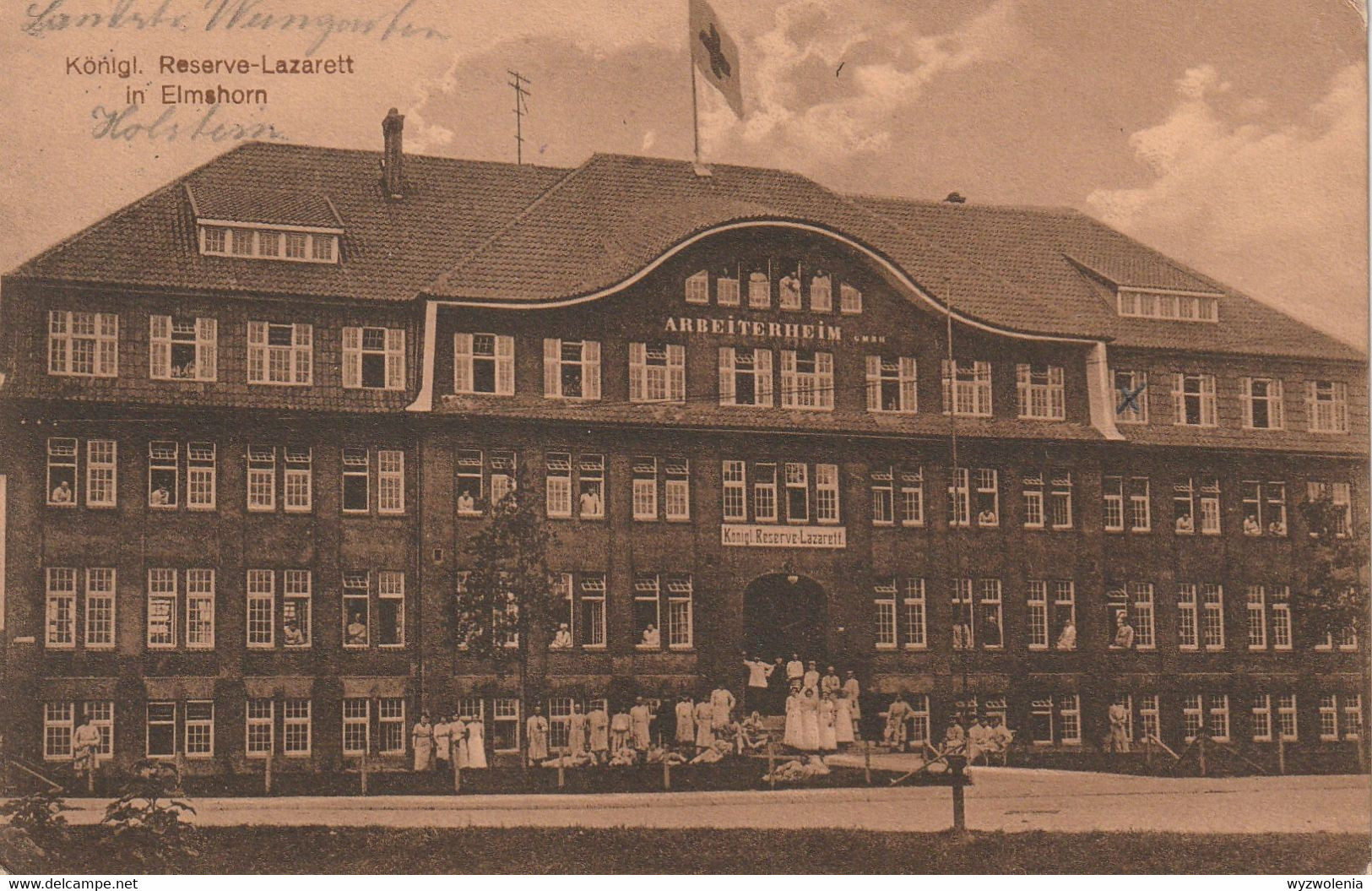 D 115) AK ELMSHORN 1915, Königl. Reservelazarett (ehem. Arbeiterheim), Mit Cachet-St, Nach Lendringsen (heute In Menden) - Elmshorn