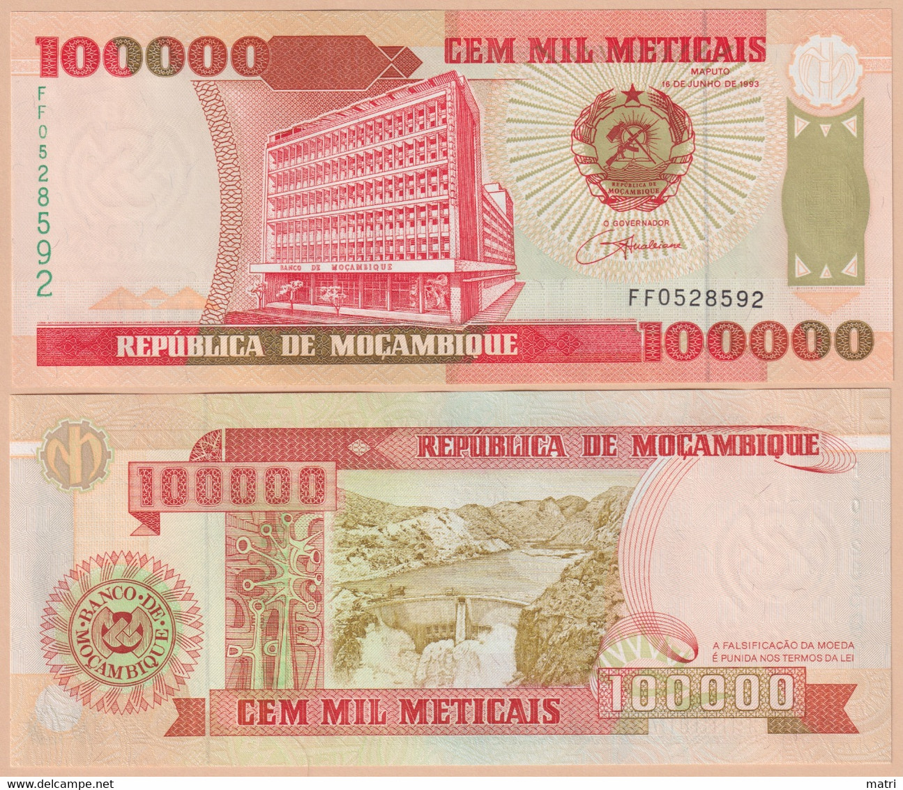 Mozambique 100000 Meticais 1993 P#139 - Mozambique