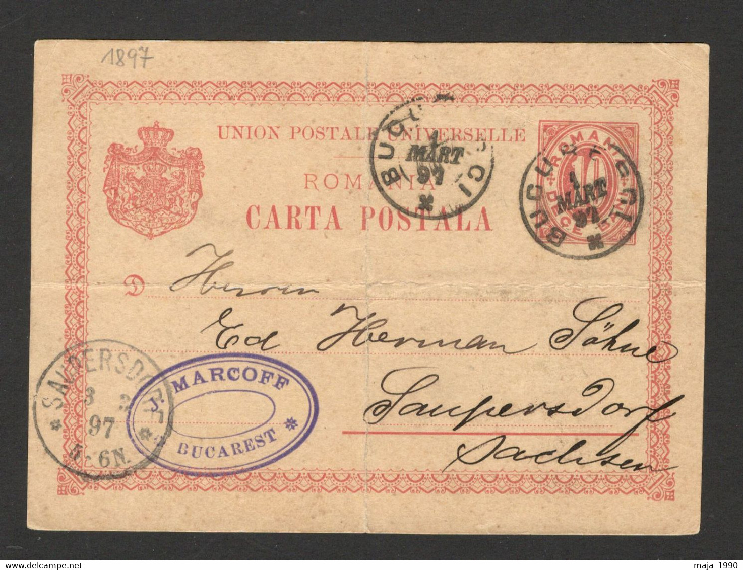 ROMANIA TO GERMANY - FOLDED POSTCARD - STATIONERY - 1897. - Andere & Zonder Classificatie