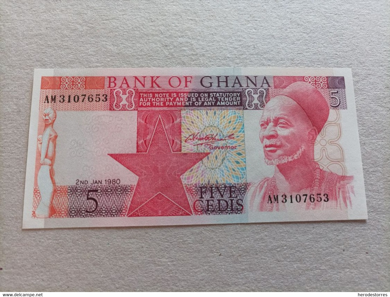 Billete De GHANA De 5 Cedis, Año 1980, UNC - Ghana