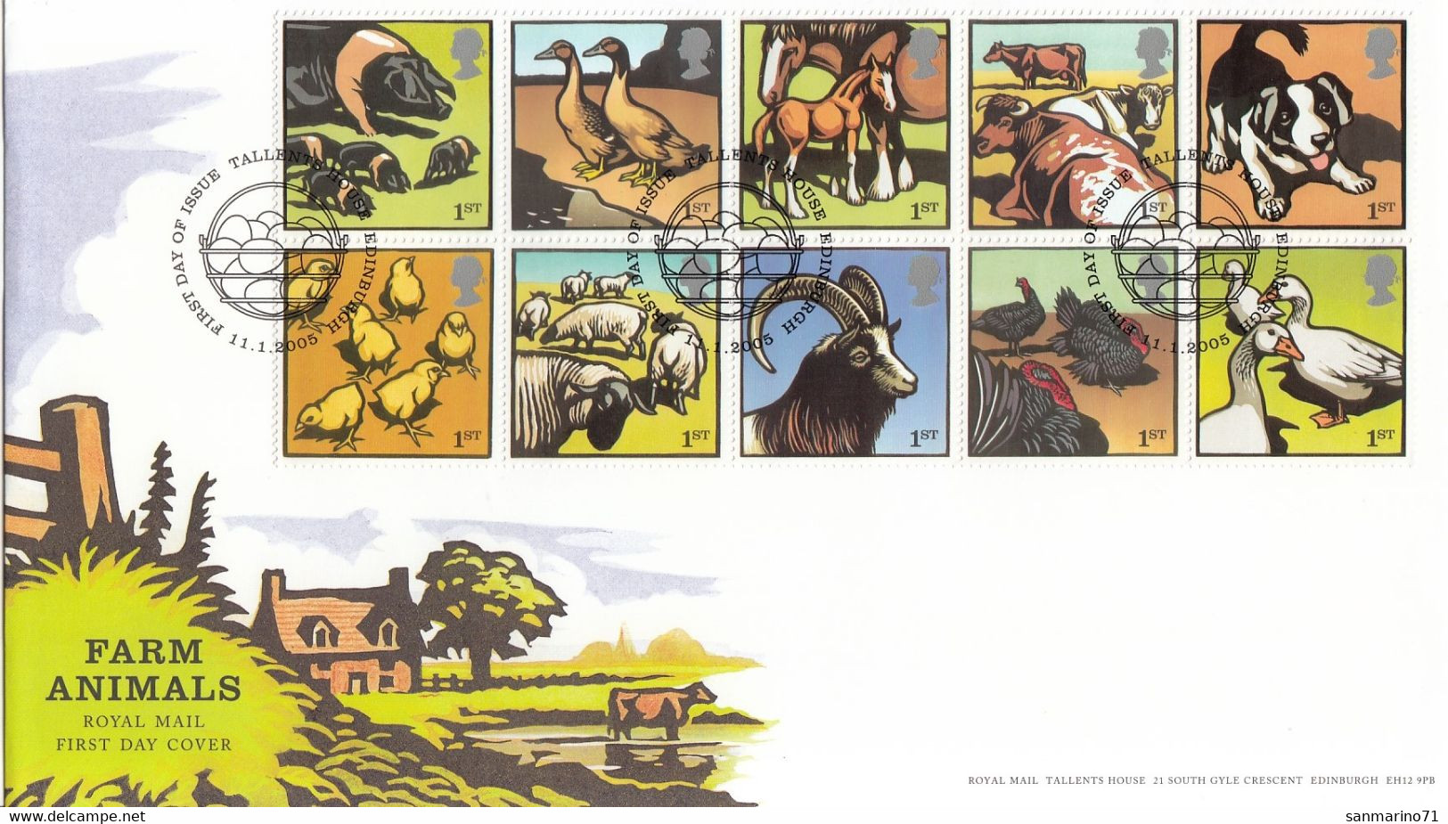 FDC GREAT BRITAIN 2264-2273,farm - 2001-2010 Em. Décimales