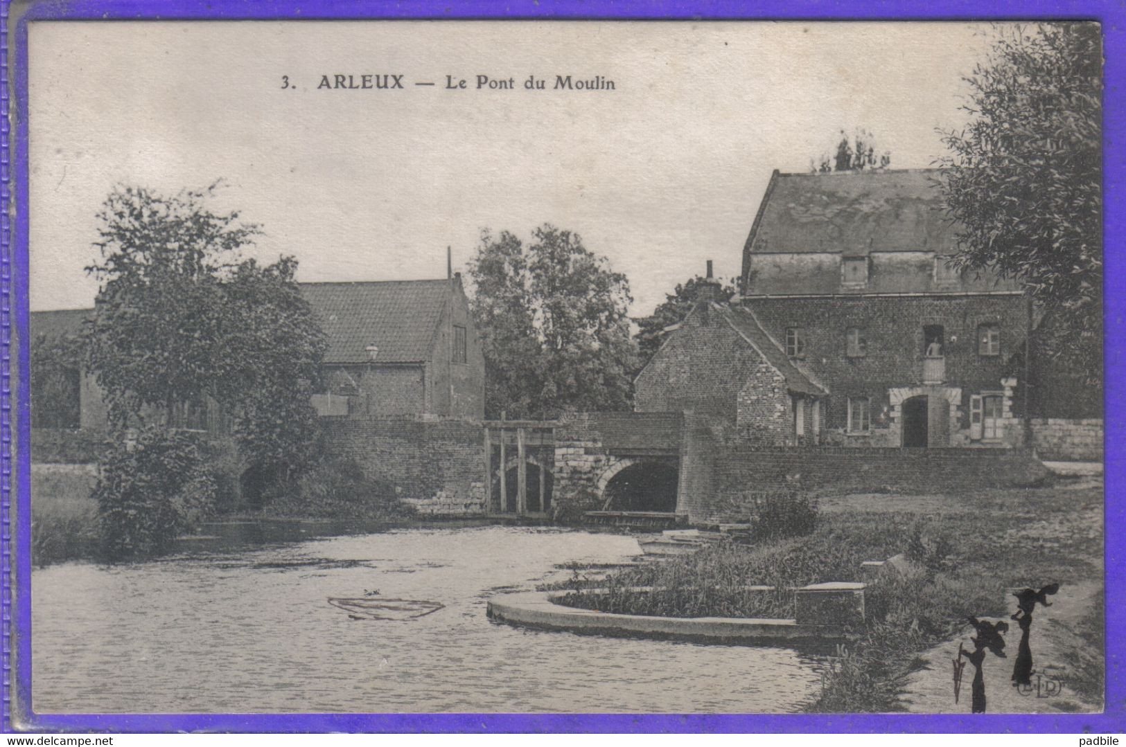 Carte Postale 59. Arleux  Le Pont Du Moulin Très Beau Plan - Arleux