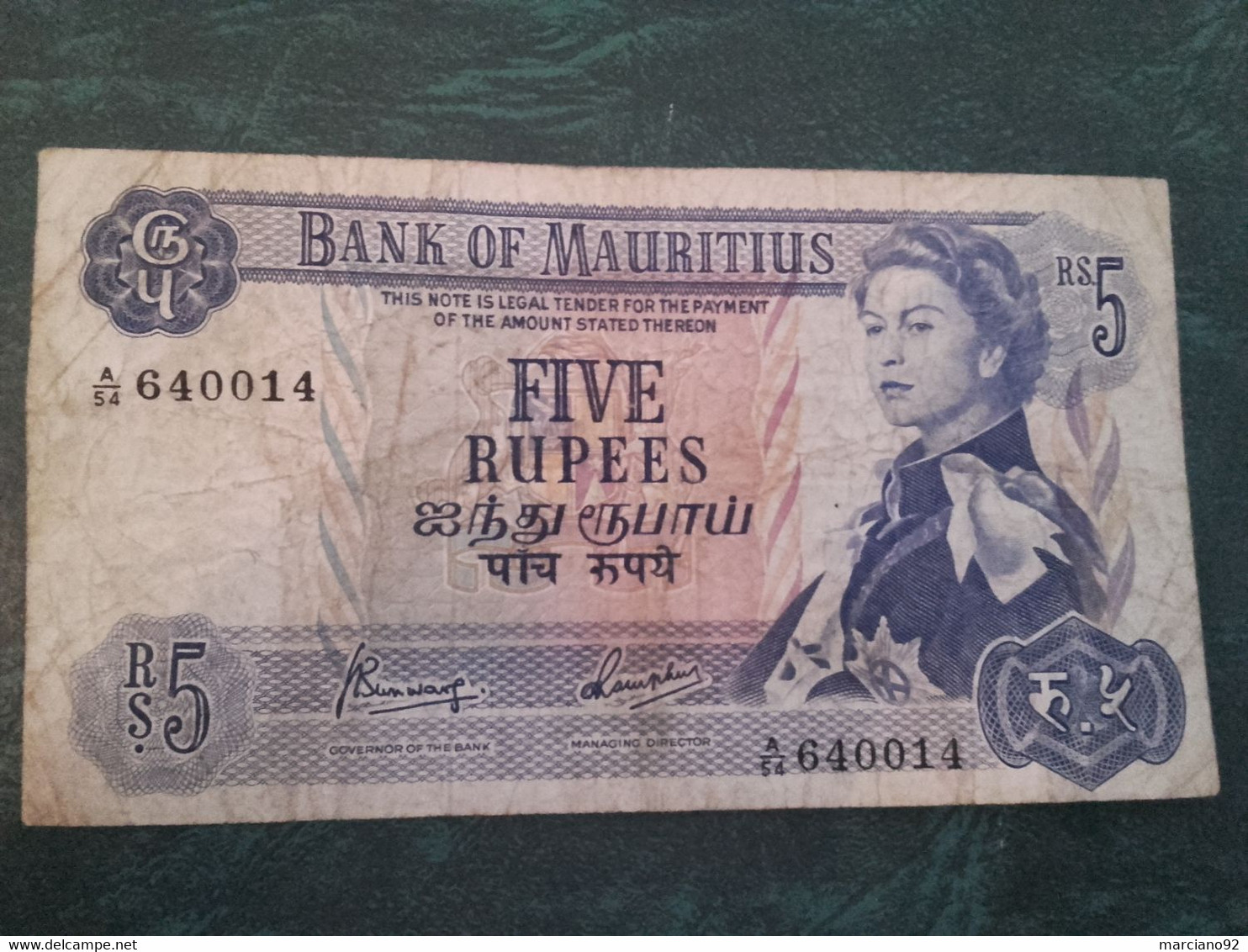 Ancien Billet De Banque :  Banque Of Mauritius - Mauricio