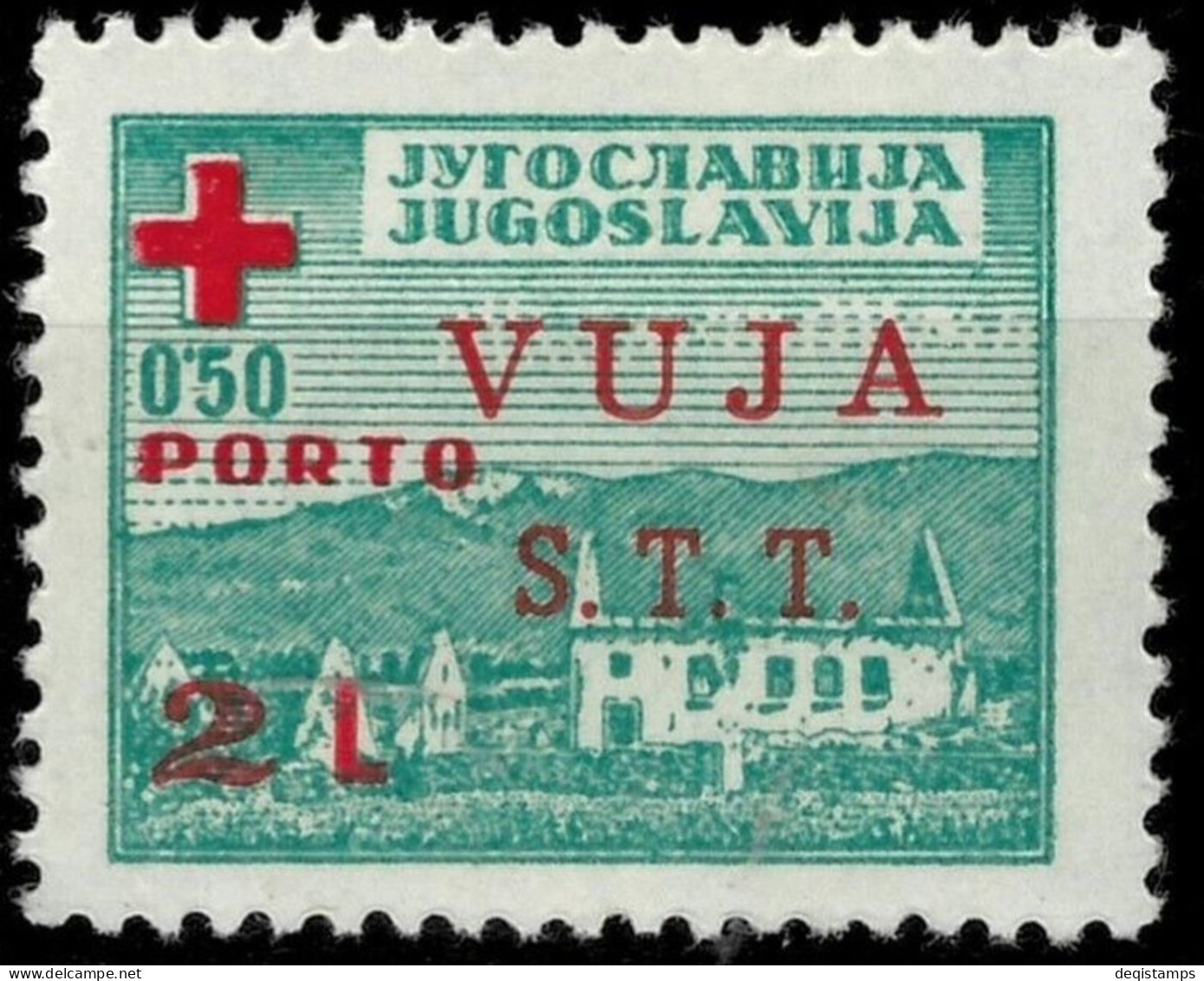 Yugoslavia - Trieste Zona B 1948  Red Cross MI 2  MNH/ Disturbed Gum - Mint/hinged