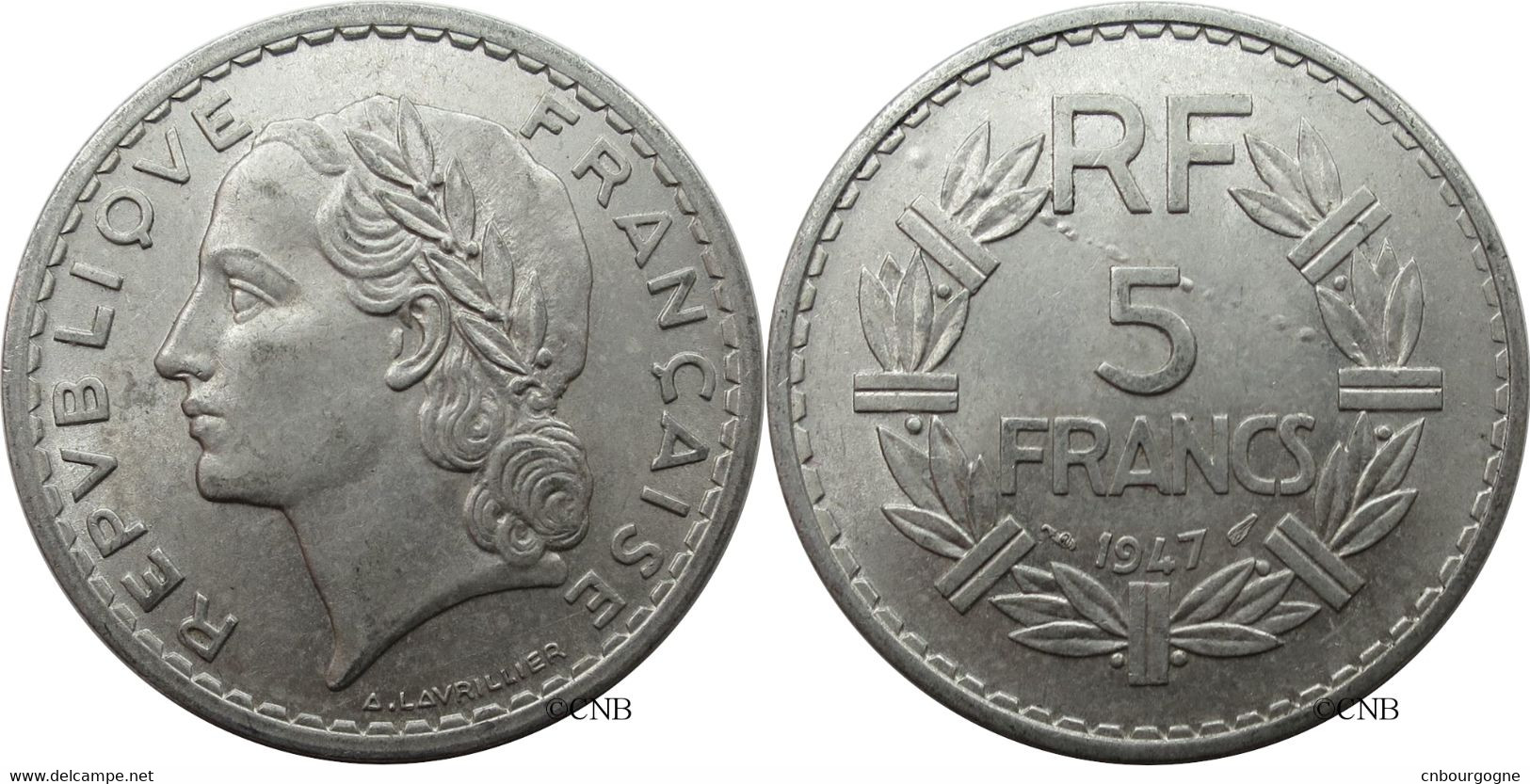 France - IVe République - 5 Francs Lavrillier Aluminium 1947 9 Ouvert - SUP/MS60 - Fra4614 - 5 Francs