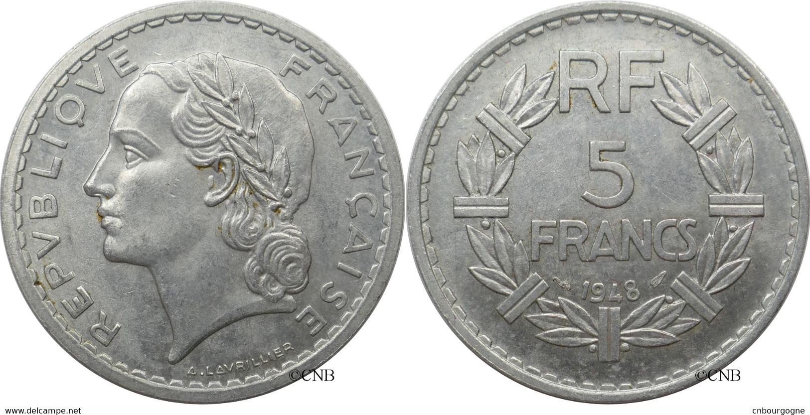France - IVe République - 5 Francs Lavrillier Aluminium 1948 9 Fermé - SUP/AU58 - Fra4520 - 5 Francs