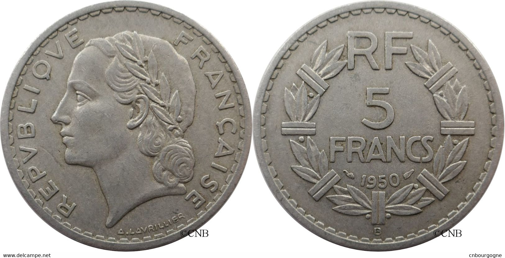 France - IVe République - 5 Francs Lavrillier Aluminium 1950 B 9 Fermé - TTB+/AU50 - Fra4696 - 5 Francs