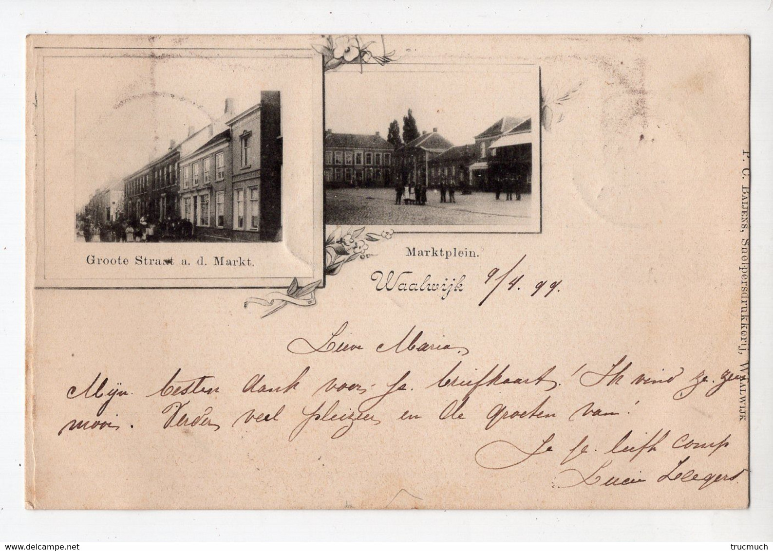 3 - WAALWIJK - Groote Straat A. D. Markt - Marktplein  *1899* - Waalwijk
