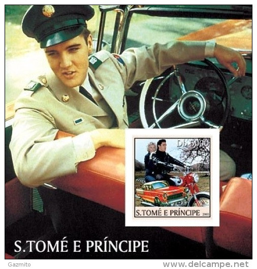 S. Tomè 2003, Elvis, Cars, Motorbyke, BF IMPERFORATED - Elvis Presley