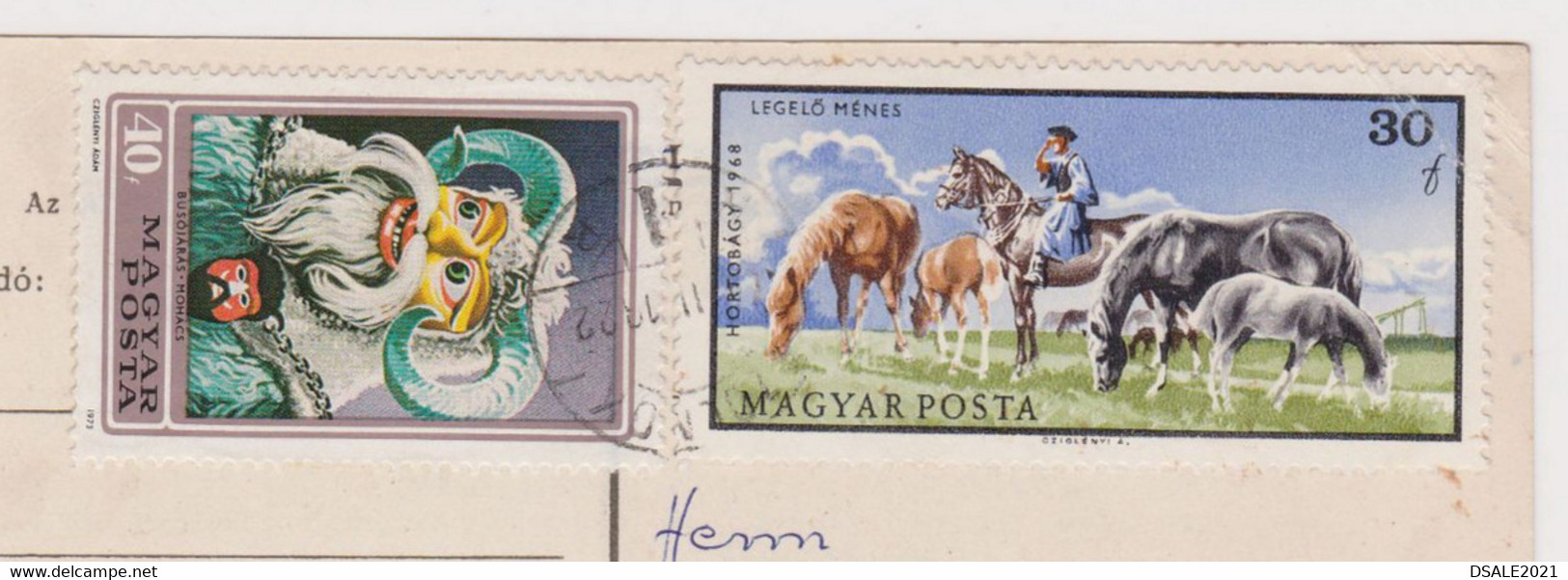 Hungary Ungarn Ungheria Postal Chess, Schach, Scacchi Card 1970s W/Topic Stamps, Mask, Horse, Sent To Bulgaria (39647) - Brieven En Documenten