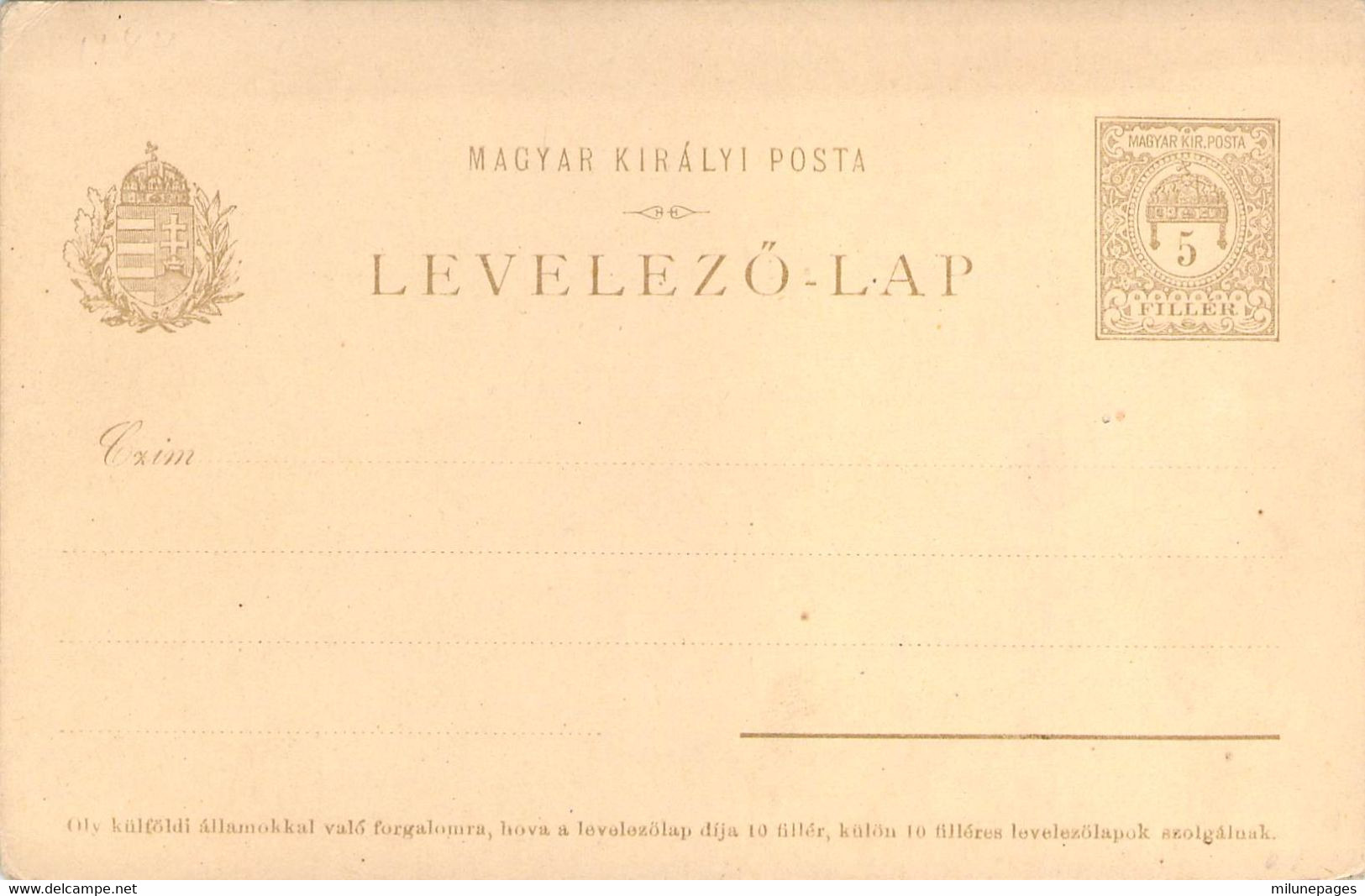 Hongrie Hungary Entier Postal Neuf 5 Filler Postal Stationery Mint Levelezö-Lap - Ganzsachen