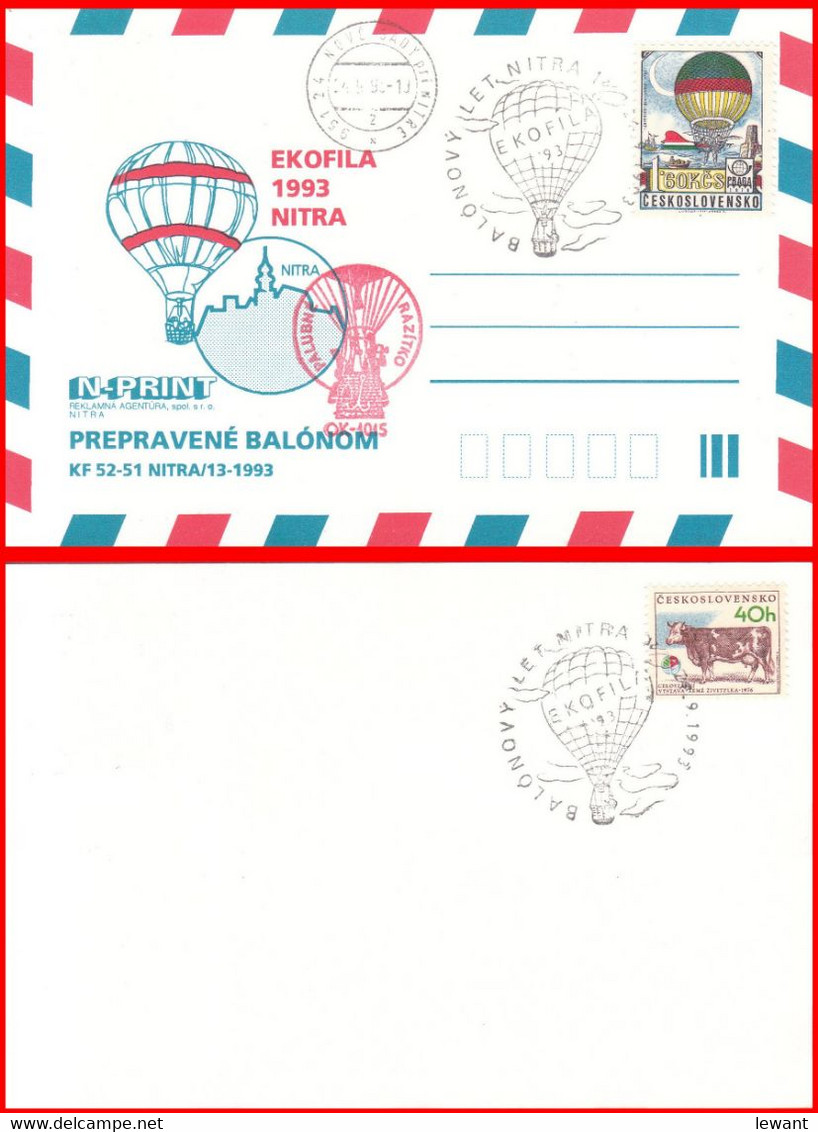 Czechoslovakia Mail Balloon. NITRA 1993 EKOFILA - Corréo Aéreo